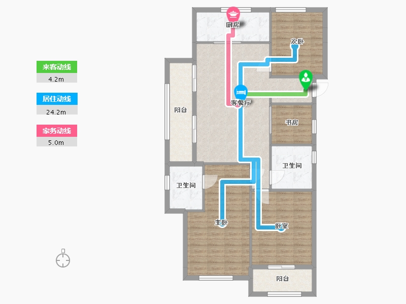 浙江省-杭州市-玉兰花园-107.20-户型库-动静线