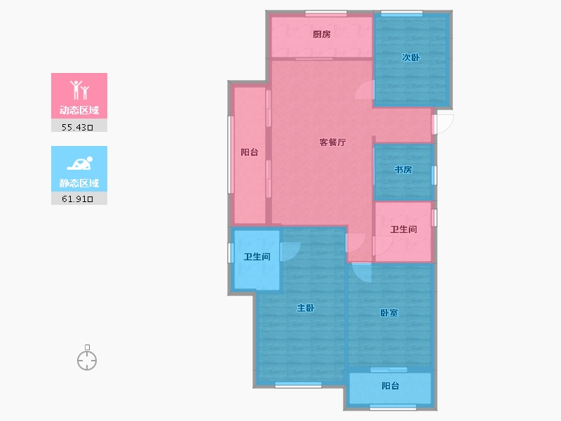 浙江省-杭州市-玉兰花园-107.20-户型库-动静分区