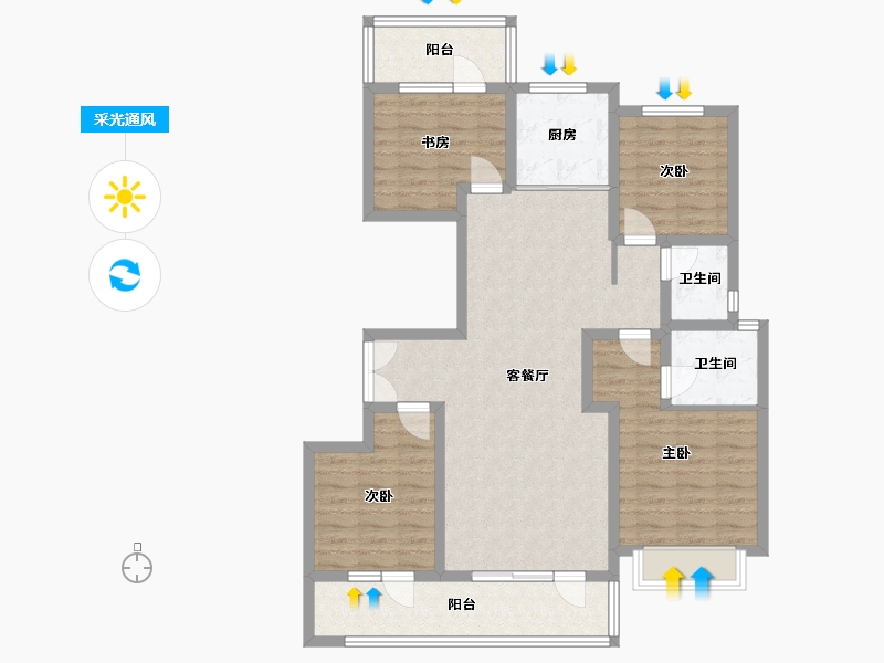 山东省-潍坊市-世贸尚水名邸-106.70-户型库-采光通风