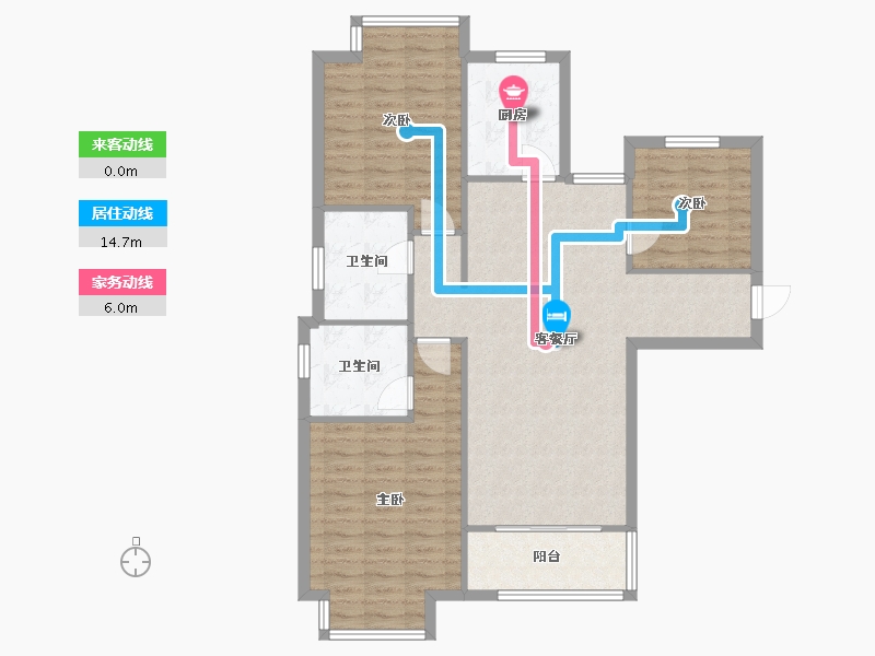 江苏省-南通市-滨河人家-102.40-户型库-动静线