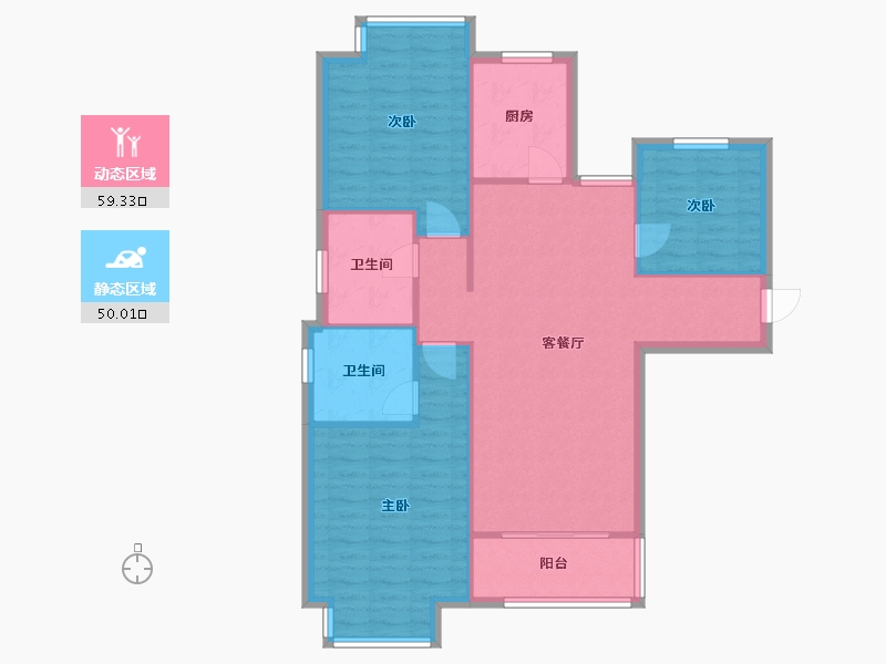 江苏省-南通市-滨河人家-102.40-户型库-动静分区