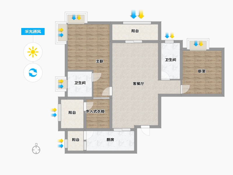 广东省-深圳市-开云府-102.95-户型库-采光通风