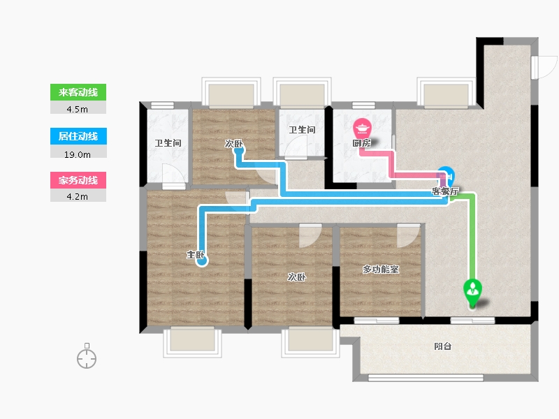 湖北省-武汉市-宝业·璞园-103.86-户型库-动静线