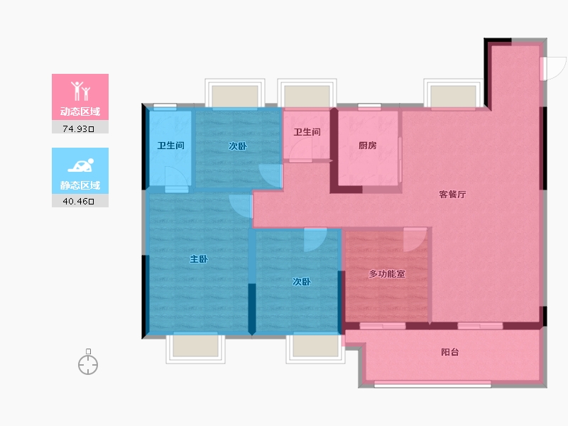 湖北省-武汉市-宝业·璞园-103.86-户型库-动静分区