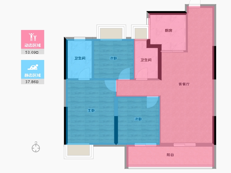 湖北省-武汉市-宝业·璞园-81.84-户型库-动静分区