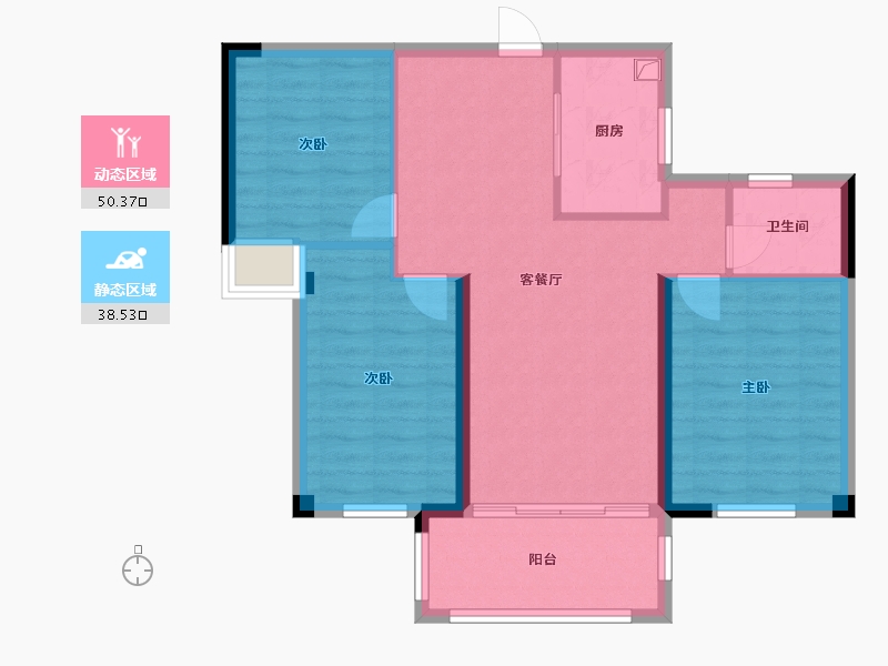 湖北省-荆门市-康元金樽府-80.00-户型库-动静分区