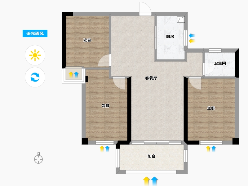 湖北省-荆门市-康元金樽府-80.00-户型库-采光通风