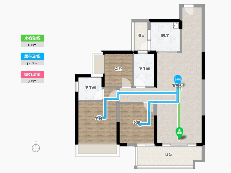 广西壮族自治区-百色市-田东碧桂园星河上城-88.80-户型库-动静线