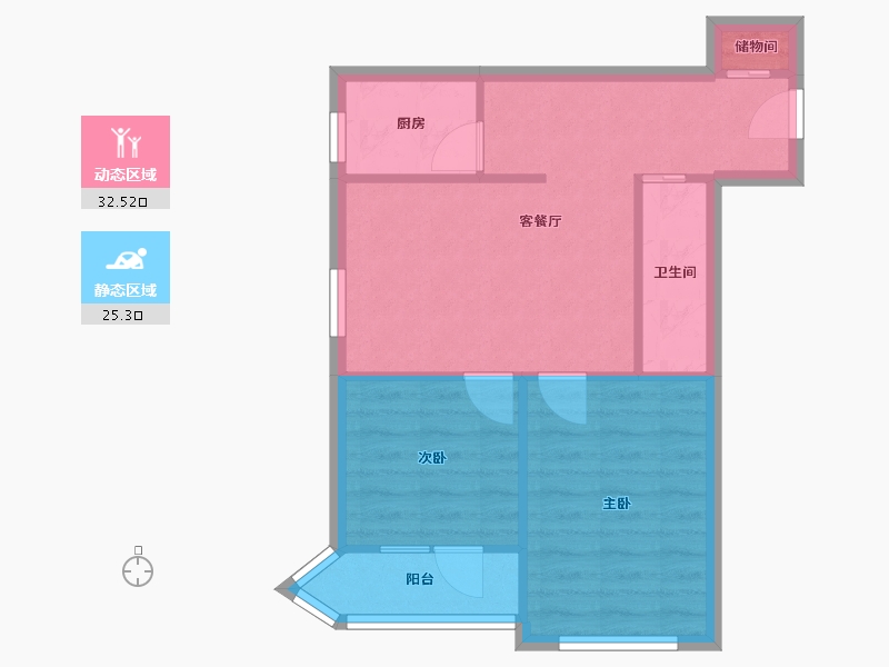 北京-北京市-华威北里甲-56.80-户型库-动静分区