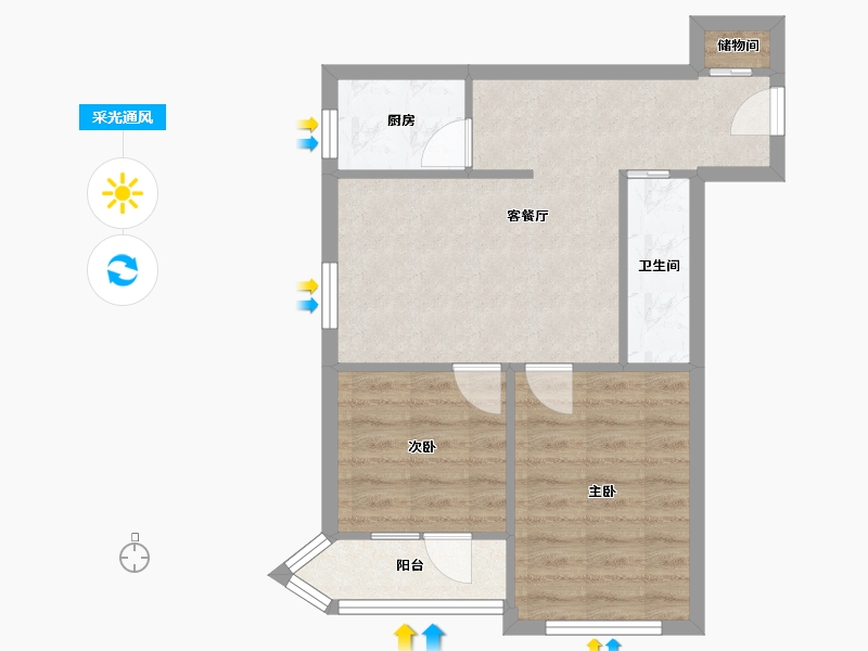 北京-北京市-华威北里甲-56.80-户型库-采光通风