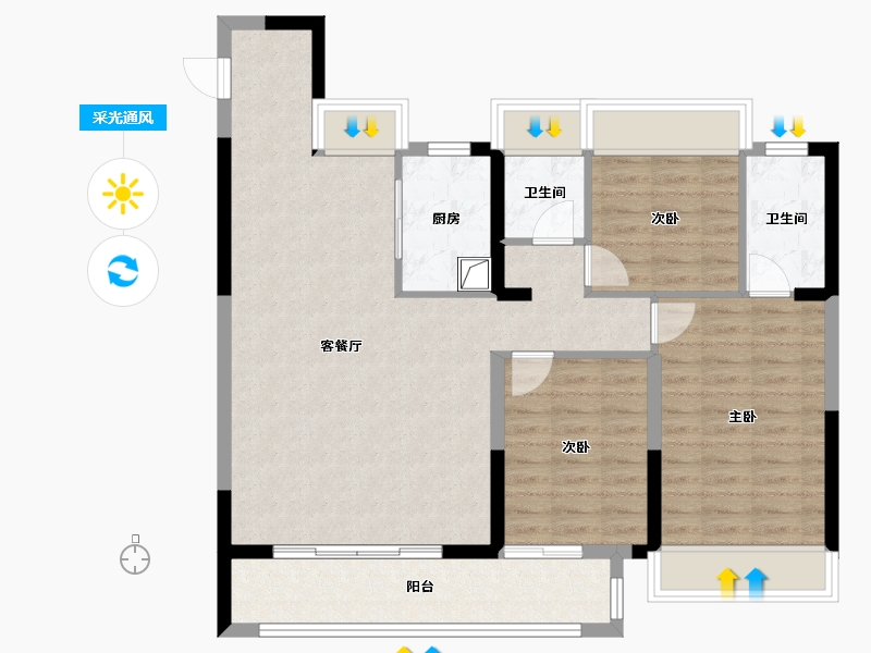 湖北省-武汉市-宝业璞园-101.60-户型库-采光通风