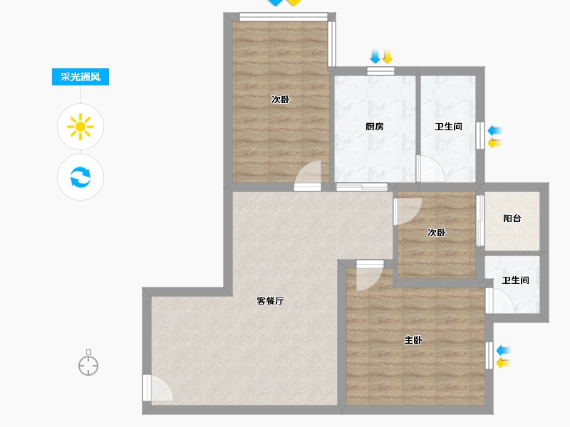 广东省-广州市-建云东小区-88.00-户型库-采光通风