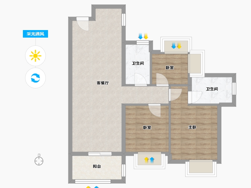 广东省-广州市-广州南站ICC·峻銮-70.12-户型库-采光通风