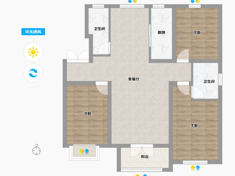 陕西省-榆林市-中和府-86.06-户型库-采光通风