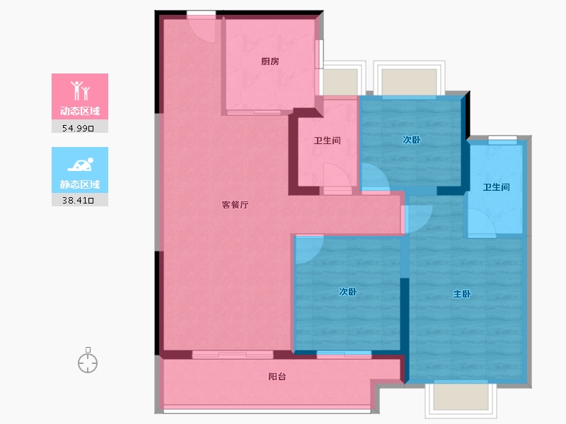 湖北省-武汉市-宝业·璞园-83.54-户型库-动静分区