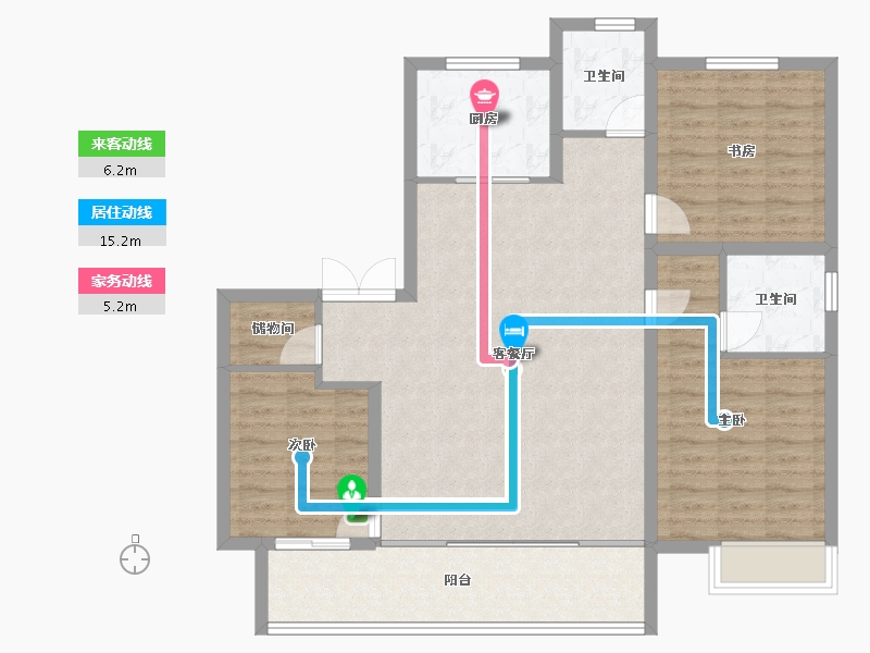 陕西省-榆林市-锦越泰上和院-105.43-户型库-动静线