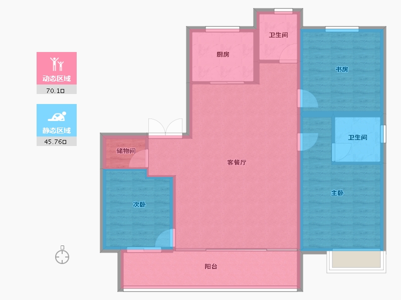 陕西省-榆林市-锦越泰上和院-105.43-户型库-动静分区