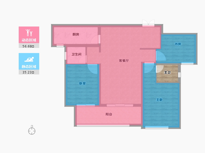 山西省-运城市-晋府玫號-85.54-户型库-动静分区