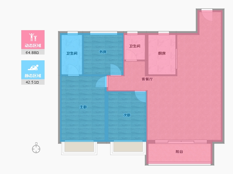 陕西省-榆林市-锦越泰上和院-97.95-户型库-动静分区