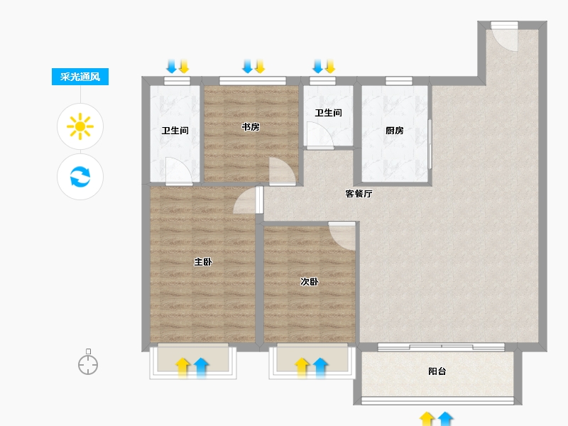 陕西省-榆林市-锦越泰上和院-97.95-户型库-采光通风