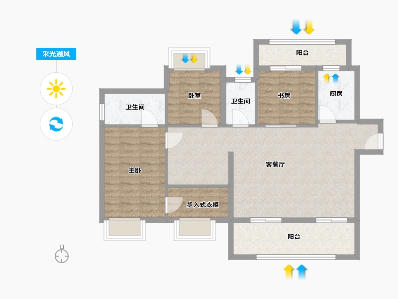 湖北省-宜昌市-银河·东湖雅居-92.32-户型库-采光通风