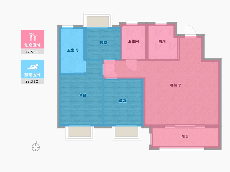 上海-上海市-金融街金悦府-72.02-户型库-动静分区