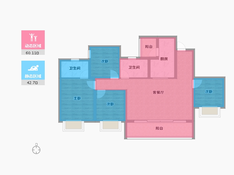 重庆-重庆市-保利和光尘樾-91.25-户型库-动静分区