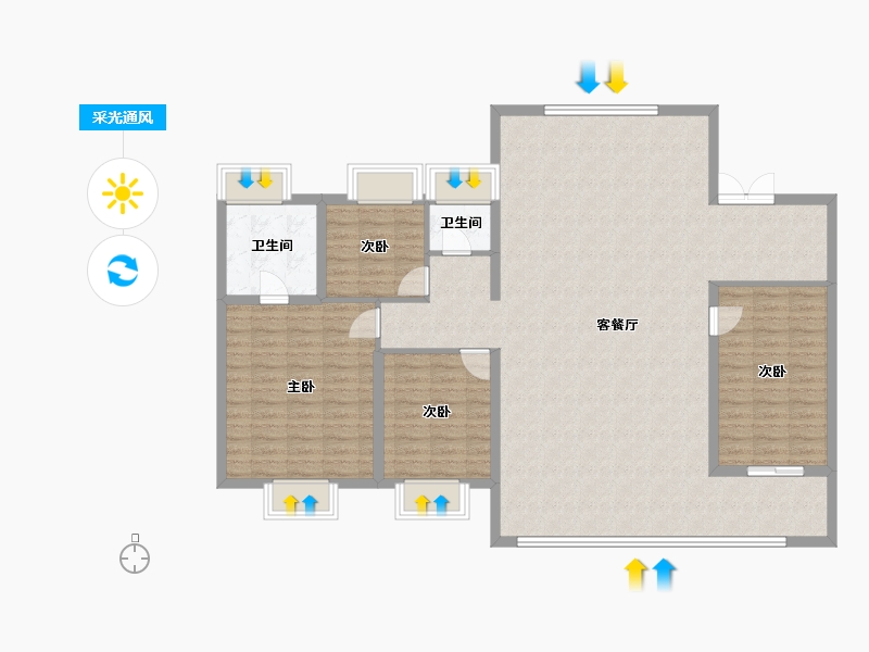 湖北省-武汉市-龙湖御湖境-139.50-户型库-采光通风