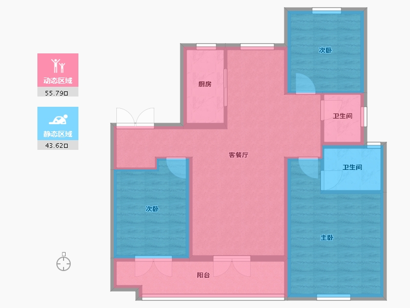 陕西省-榆林市-中和府-88.91-户型库-动静分区