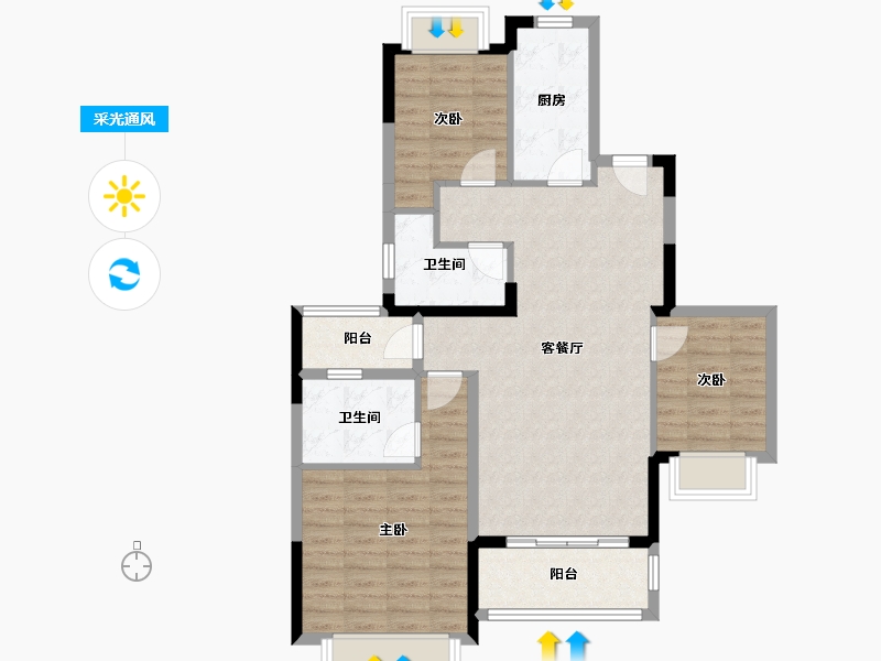 贵州省-贵阳市-恒大半山御景-100.80-户型库-采光通风