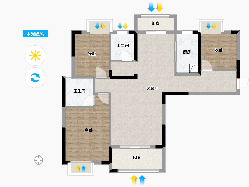 湖北省-荆门市-长宁太和-99.66-户型库-采光通风