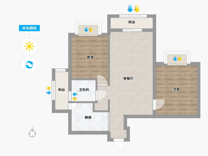 上海-上海市-中皇北岸锦源-74.40-户型库-采光通风