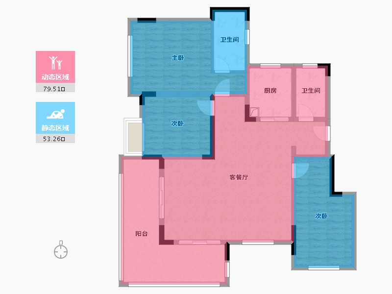 四川省-成都市-江山悦和绵州水郡-76.80-户型库-动静分区