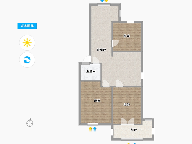 浙江省-杭州市-一清新村-88.97-户型库-采光通风