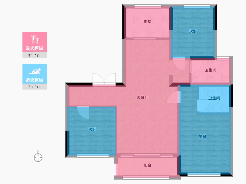 辽宁省-葫芦岛市-帝泊湾小区-99.20-户型库-动静分区