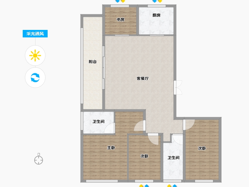 江苏省-苏州市-华润置地润云-165.00-户型库-采光通风