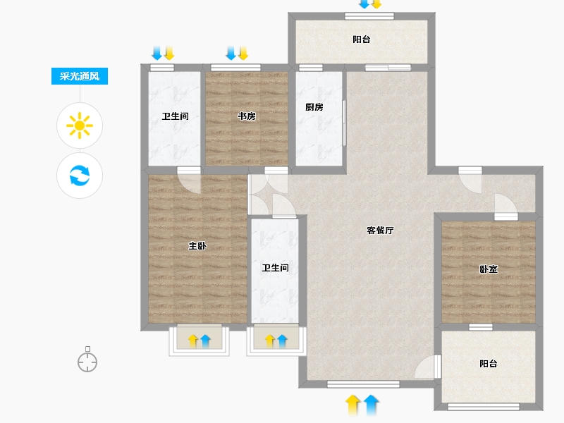 陕西省-宝鸡市-合力紫院-114.97-户型库-采光通风