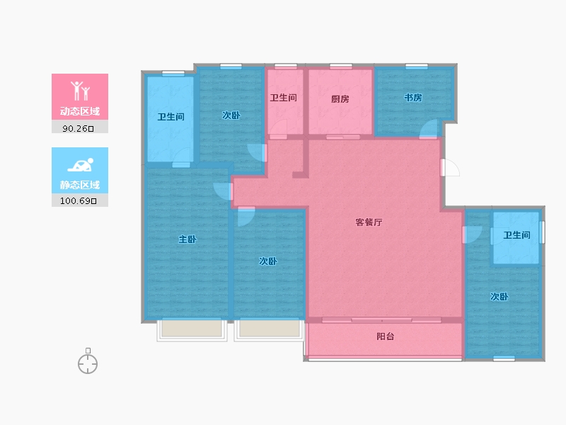 陕西省-西安市-和平璟苑-172.45-户型库-动静分区