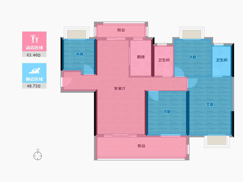 湖北省-宜昌市-银河·东湖雅居-99.87-户型库-动静分区