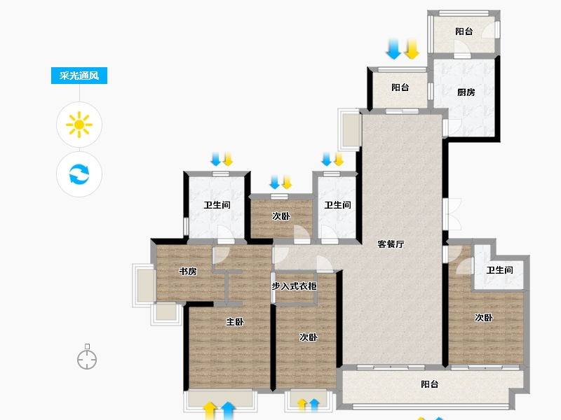 浙江省-台州市-悦公馆-161.60-户型库-采光通风