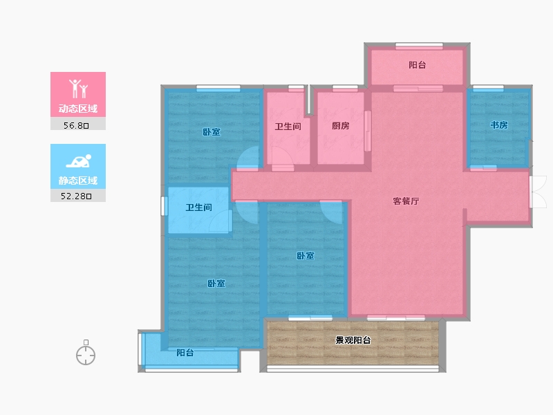 山西省-运城市-晋府玫號-107.43-户型库-动静分区