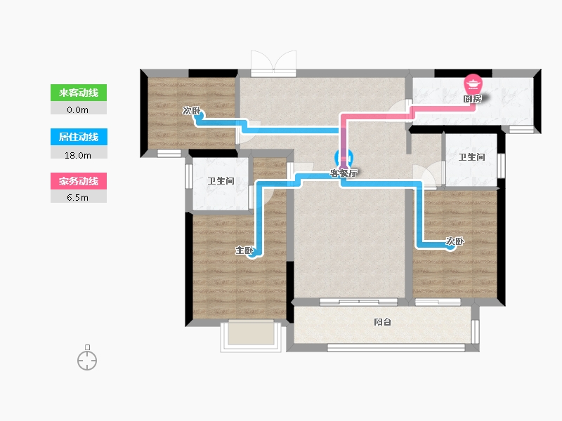 山西省-运城市-晋府玫號-84.43-户型库-动静线