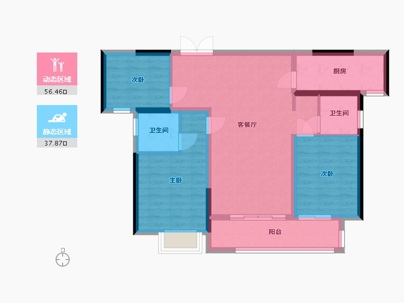 山西省-运城市-晋府玫號-84.43-户型库-动静分区