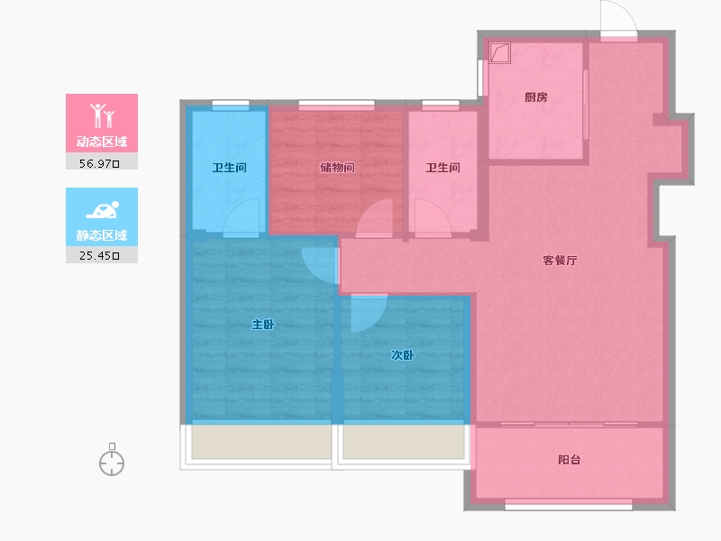 黑龙江省-哈尔滨市-昆仑大河宸院-86.33-户型库-动静分区