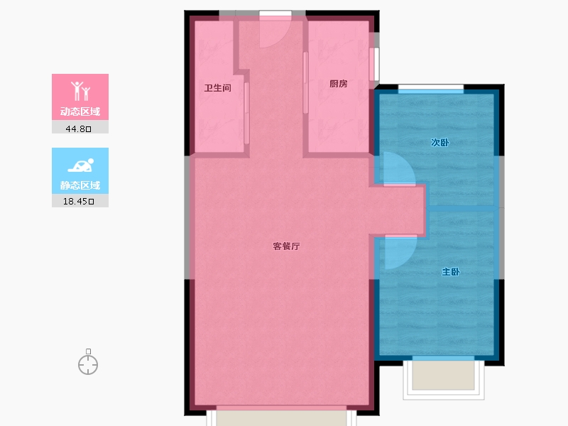 新疆维吾尔自治区-乌鲁木齐市-美居小区-70.40-户型库-动静分区