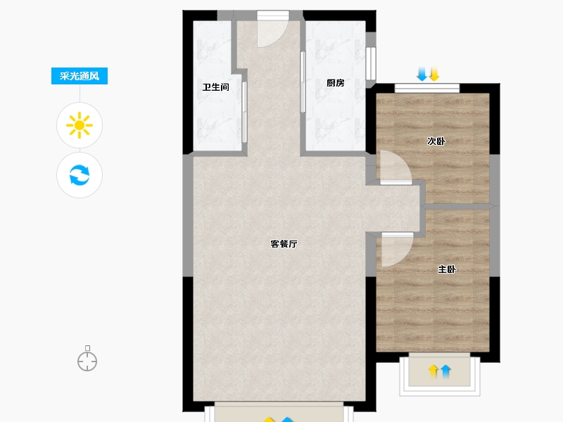 新疆维吾尔自治区-乌鲁木齐市-美居小区-70.40-户型库-采光通风