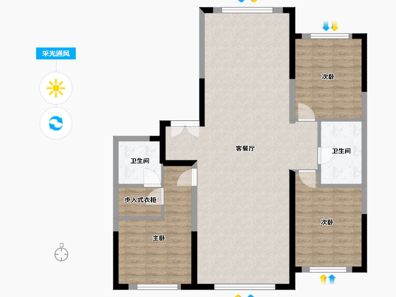 黑龙江省-绥化市-翰林世家-120.80-户型库-采光通风