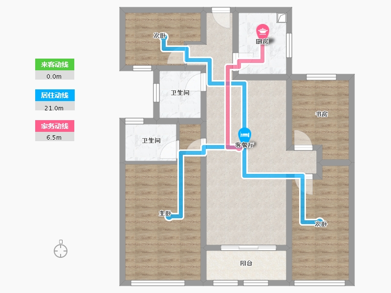 山东省-德州市-康博公馆-90.75-户型库-动静线