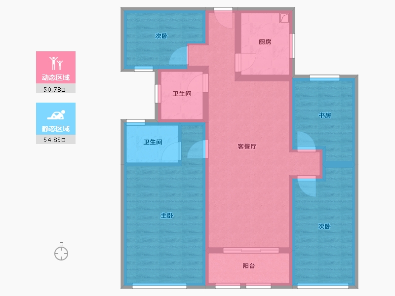 山东省-德州市-康博公馆-90.75-户型库-动静分区