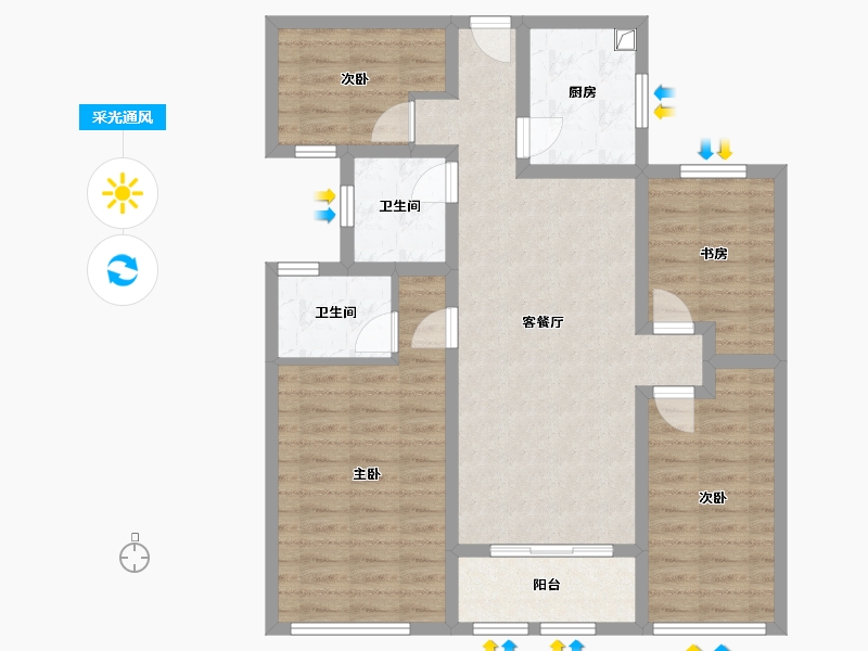 山东省-德州市-康博公馆-90.75-户型库-采光通风